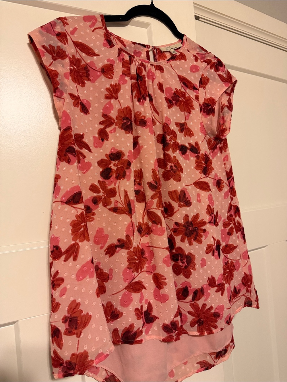 Floral Pink Short-Sleeve Blouse